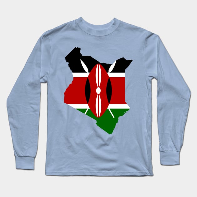 Kenya Flag Map Long Sleeve T-Shirt by Historia